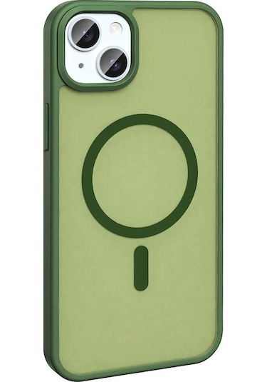 iPhone Uyumlu 13 Kılıf Magsafe Şarj Özellikli Mat Arka Yüzey Redclick Sio Kapak - Koyu Yeşil