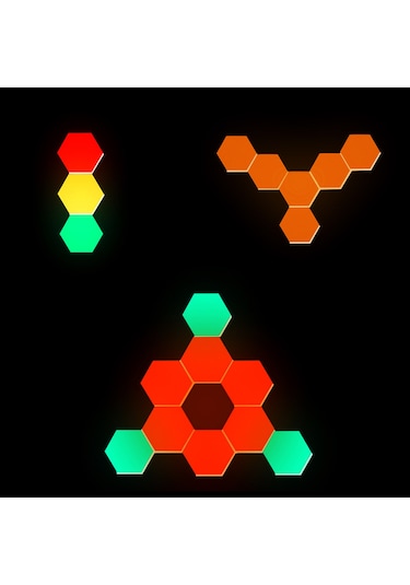 Vkemall 6'lı Set Rgb Işıklı Duvar Paneli - Bluetooth Uygulama + Kumanda Kontrolü, Müzik Rhytmi, Oyuncu Odası Işıklandırması Diğer