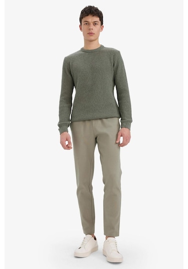 Defacto Standart Fit Bisiklet Yaka Triko Kazak E0811ax25wnkh268 Haki