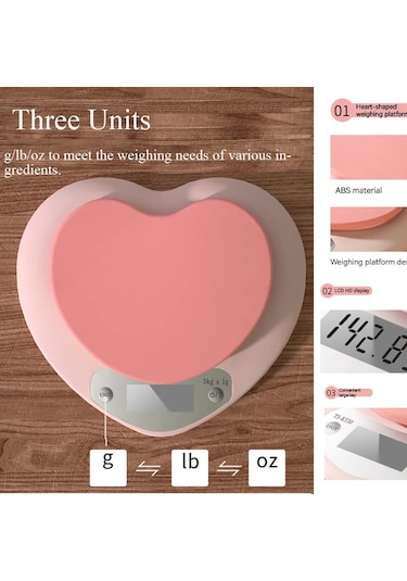 Tcherchi Elektronik Kalpli Pembe Mutfak Tartısı, Akıllı Mutfak Terazisi
