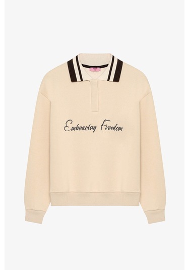 Quzu Bej Kadın Sweatshirt Swt00967 Bej