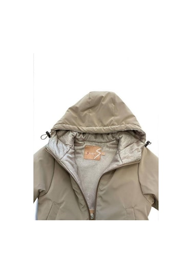 Kız Çocuk İçi Kadife Cepli Mont-15187 Bej