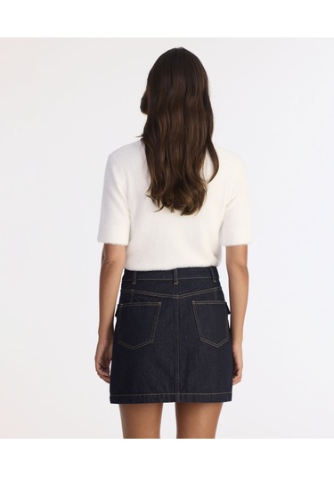 Yargıcı Pens Detaylı Düğmeli Kısa Denim Etek 25kket4021x 516 Lacivert
