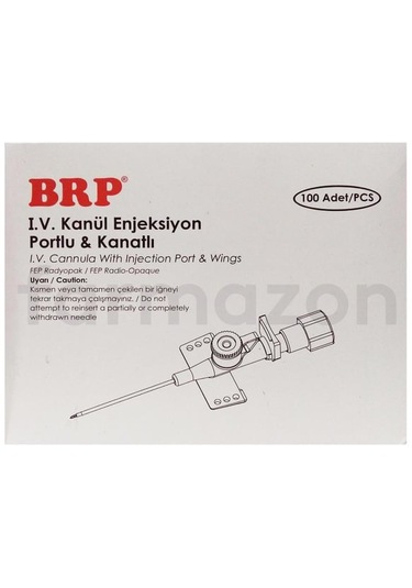Brp I.V Portlu ve Kanatlı Kanül Enjeksiyon 22 G Mavi 100lü