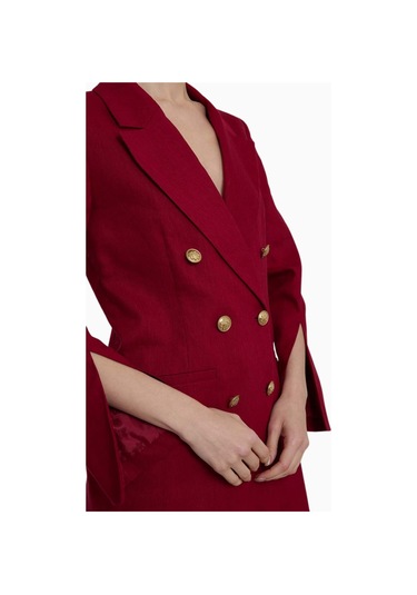 Alice And Olivia Campbell Yırtmaç Kollu Tailored Blazer Koyu Kırmızı