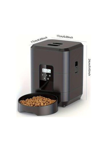 Honeybeeshop Siyah 2 Litre Otomatik Evcil Hayvan Besleyici Dokunmatik Ekranlı Kedi Köpek Mama Dağıtıcı