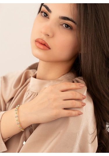 925 Ayar Gümüş Üç Renkli Altın Kaplama Dorika Toplu Bileklik