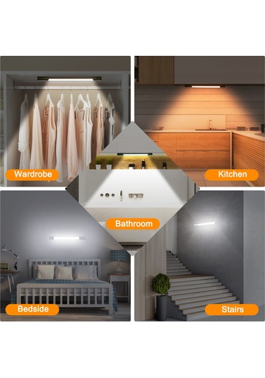Leezsing Dolap Işığı: Akıllı Vücut Algılama, 3 Renk Tonu, Sürekli Parlaklık Ayarı, 270 Döner Algılayıcı, 4000mah Pil, Manyetik Taban Diğer