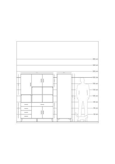 Kronos Dolap 9 Raflı 5 Çekmeceli 5 Kapaklı 132x59x195 Antrasit-antrasit/çam Antrasıt/atlas Çam