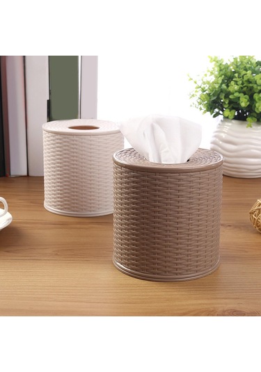 Homyl Rulo Kağıt Kutusu Pratik Süs Peçete Saklama Araba Bej Bej