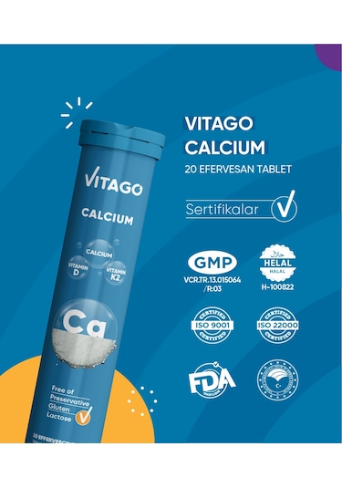Vitago Prokalsiyum Vitamin D Vitamin K2 20 Efervesan Tablet