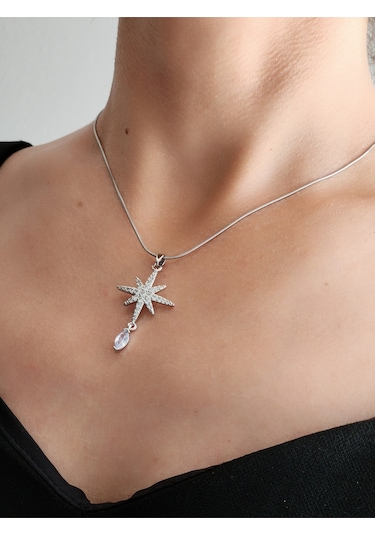 Kuzey Kutup Yıldızı Figürlü Silver Gümüş Renkli Kolye