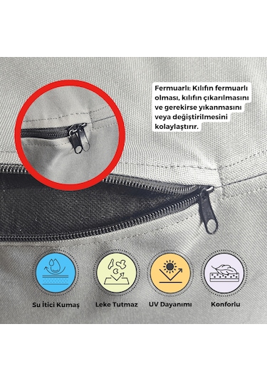 Xpermate Zen Puf Bench Fermuarlı Puf Koltuk 80x40 Antrasit