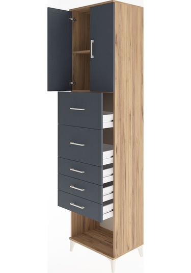 Hyperion Dolap 2 Raflı 5 Çekmeceli 2 Kapaklı 60x44x243 Çam-an... Çam