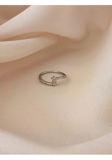 Zirkon Taşlı Yıldız Model Ayarlanabilir Silver Gümüş Renkli Yüzük Silver