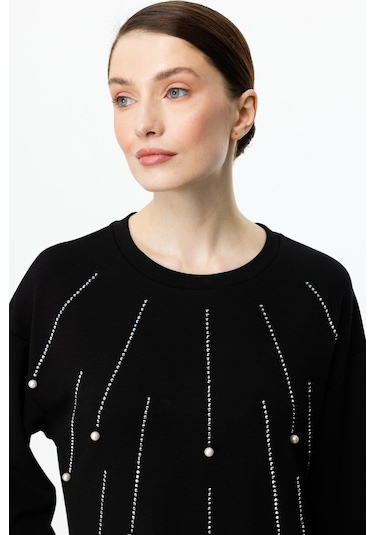 On Fashion Taşlı Tunik Siyah