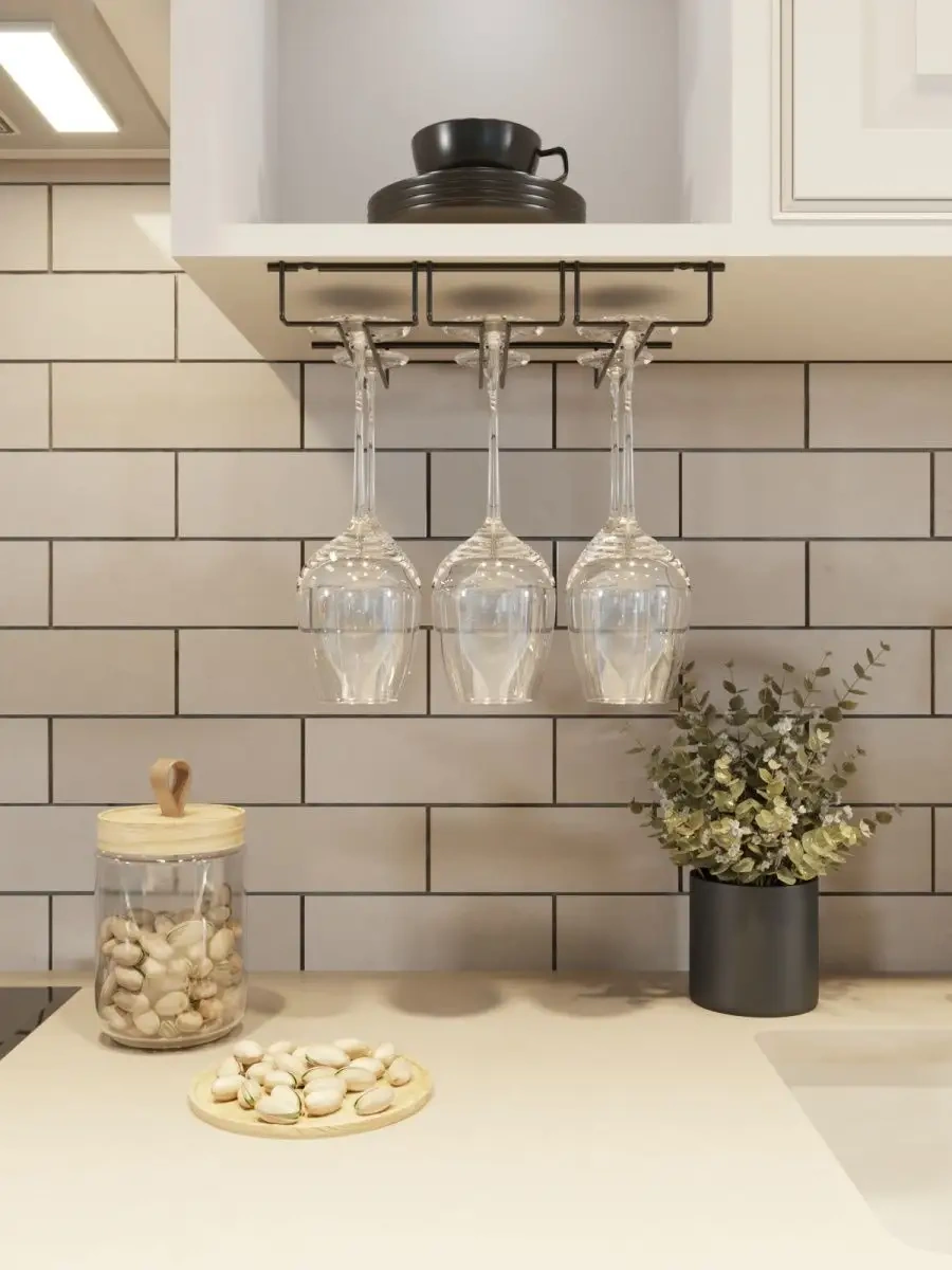 Domersi Mutfak Askılı Bardak Tutucu, Bardak Kurutucu 96594333 Siyah