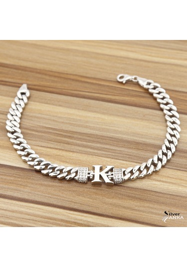 925 Ayar Gümüş K Harfi Gurmet Bileklik