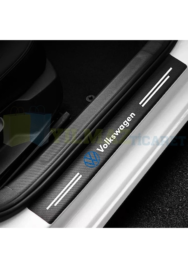 Volkswagen Mavi Karbon Kapı Eşiği Koruma Araba Oto Sticker 4Parça