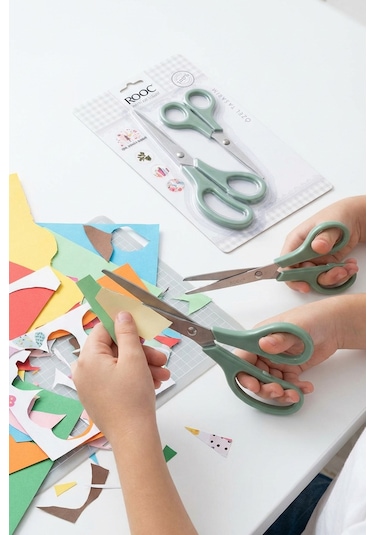 Makri Home 2'li Çok Amaçlı Makas Seti Küçük Boy Yeşil, 14.5 Cm