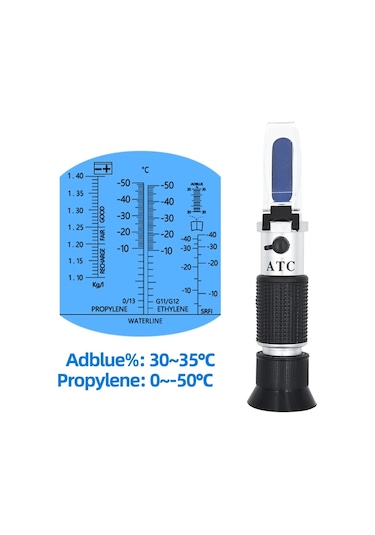 4'ü 1 Arada El Refraktometre Araç Üre Test Cihazı 30-35% Adblue Sıvı Glikol Pil Antifriz Konsantrasyon Ölçer Atc