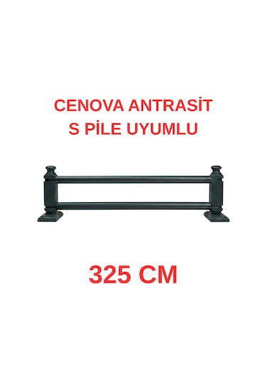 Cenova S Pile Ve Perde Düğmesi Uyumlu Çetray Çift Raylı Modern Ahşap Rustik Antrasit 325 Cm Antrasit