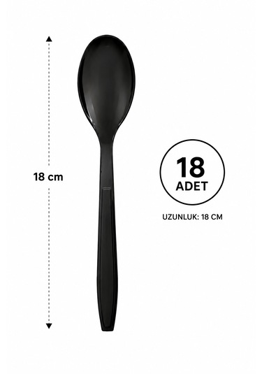 Plastik Kaşık Siyah 4,8 Gr Modern Lüks 18'adet