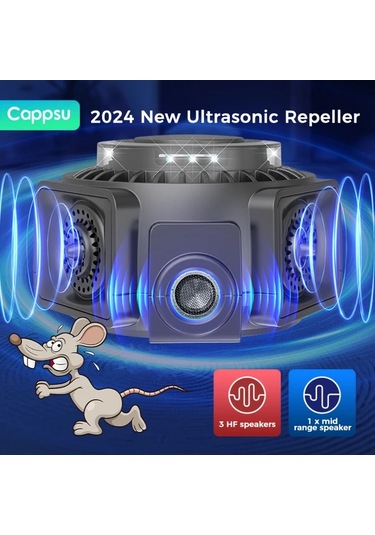 Motion003 Cappsu Siyah Ses Dalgası Teknolojili Kemirgen Kovucu Usb Yüksek Frekanslı 3 Hoparlör Hareket Sensörü Led Işıkları Plastik Kasa