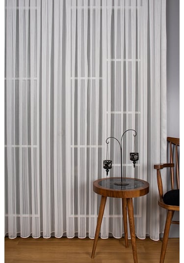 Tek Makarna Simli Armür Düz Tül Perde