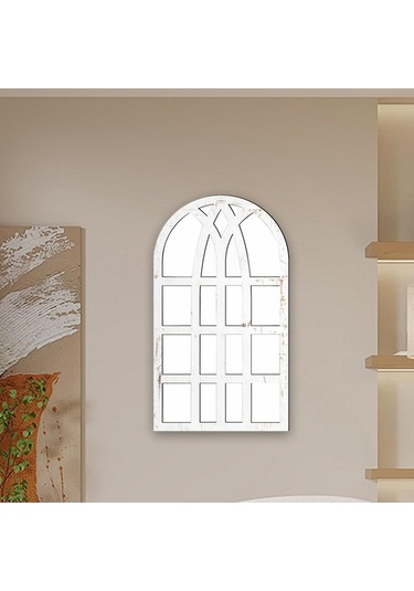 Pazly Suntek Monte Kemerli Duvara Dekoratif Camı Bölmesi Beyaz Ayna Akrilik Bp Beyaz