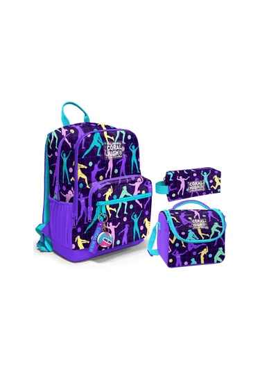 Coral High Üçlü İlk ve Ortaokul Okul Çanta Seti - Mor Voleybol - Kız Çocuk