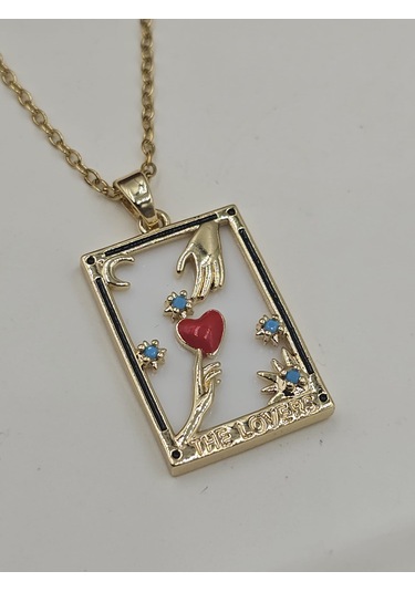 The Lovers Taror Kartı Çelik Kolye Altın