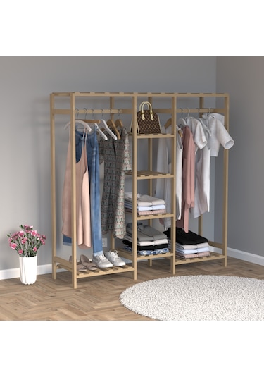 Ahşap Gardırop, Masif Ahşap Dolap, Açık Dolap, Gardırop 150x40x150 Ahşap