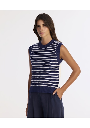 Yargıcı Regular Bisiklet Yaka Kolsuz Kol Kazak 25kktr2038x 004 Lacivert