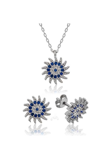 Himarry 925 Ayar Gümüş Güneşli Nazar Set 1.50 CM-Gümüş