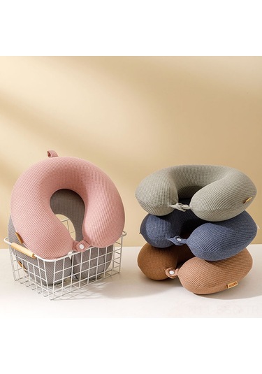 Springsun Yavaş Geri Yayılan Hafıza Köpüklü Seyahat Boyun Yastığı - U Şekilli,华夫网格logo, Yüksek Kaliteli Örgü Kumaş, Yetişkinler İçin, Mavi Koyu Mavi