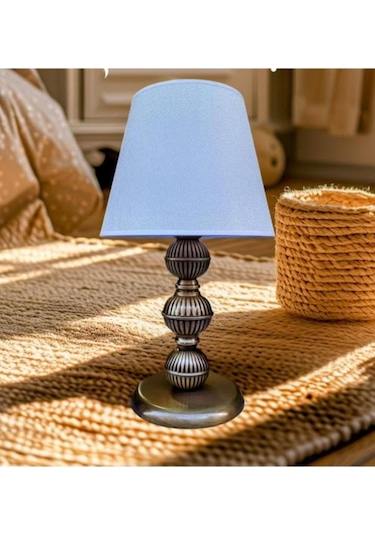 Sava Abajur Eskitme Kaplamalı Metal Krem Şapka Kahverengi