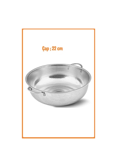 Paslanmaz Çelik Kulplu Süzgeç, Makarna Süzgeci 22 Cm