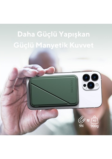 Voltme Yeşil Magpak 5000mah Magsafe Kablosuz Powerbank- 22.5w Yeşil