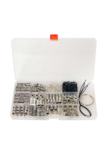 Suntek 180x Dreadlocks Boncuk Dread Locks Saç Örgü Uzatma Takı Gümüş