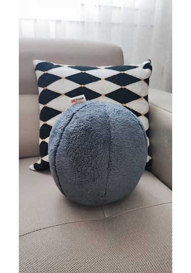 Oneplise 3'lü Top Kırlent 1 Büyük Antrasit 1 Büyük Kiremit 1 Küçük Ekru(42/25 CM)