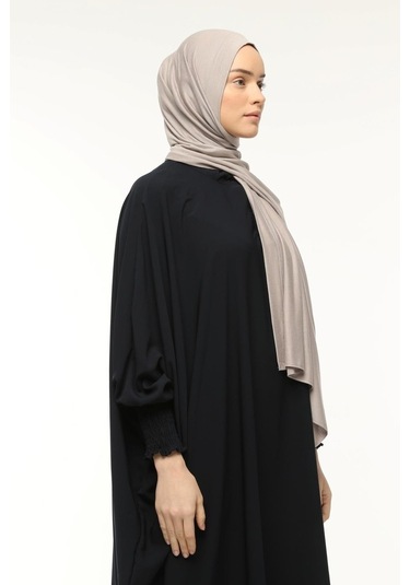 Hazır Pratik Geçmeli Lüks Organik Düz Penye Şal Çapraz Hizalı Açık Vizon