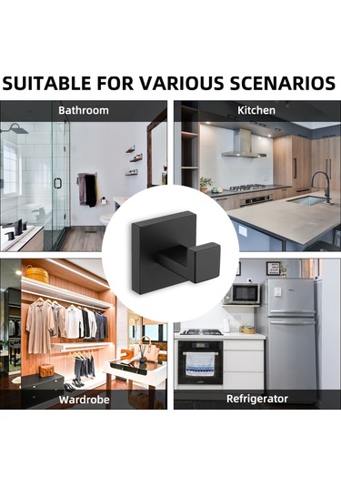 Mufunye Paslanmaz Çelik Banyo Askısı - 2'li Set, Dayanıklı Ve Şık Siyah