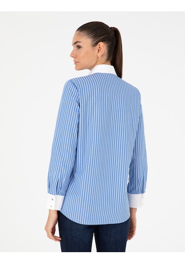 Pierre Cardin Kadın Mavi Gömlek Desenli 50292249-vr036 Mavi