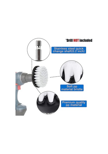 4 Adet Matkap Temizleme Fırçası, Elektrikli Matkap İçin 2/3,5/4/5 İnç Döner Temizleme Fırçası Yumuşak Fırça Sazan