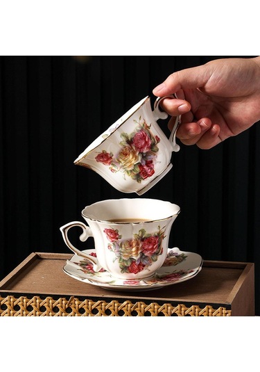 Suntek Kadınlar İçin Seramik Kahve Kupası 200 Ml Çiçek Çok Renkli