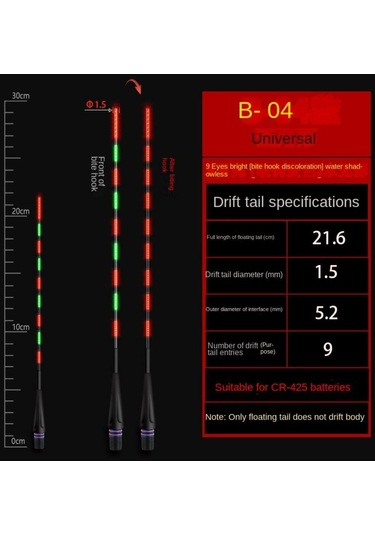 1 Adet Süper Parlak Led Balıkçılık Akıllı Şamandıra Üst Aydınlık Gece Balıkçılık Şamandıra Üst Cr425 Pil B04-bite Hook Color Change