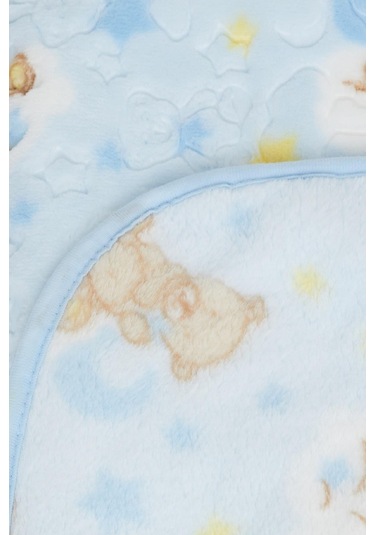 Breeze Golden Yenidoğan Bebek Battaniyesi Emboss Kabartma Ayıcık Desenli Mavi - Mavi