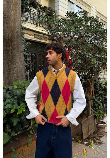 Flaw Baklava Desen Triko Süveter Camel Camel