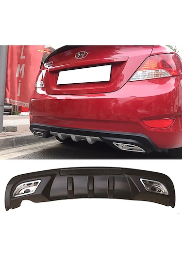 Hyundai Accent Blue Uyumlu Difüzör Difizör Siyah + Kare Egzoz Görünüm C Tip 2010 - 2018